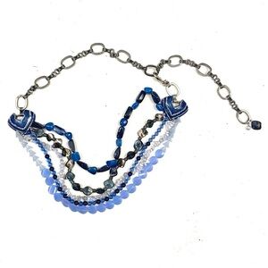 Chicos blue stone layered chain belt